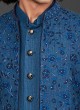 Ethnic Wear Jacket Style Indowestern In Blue Color